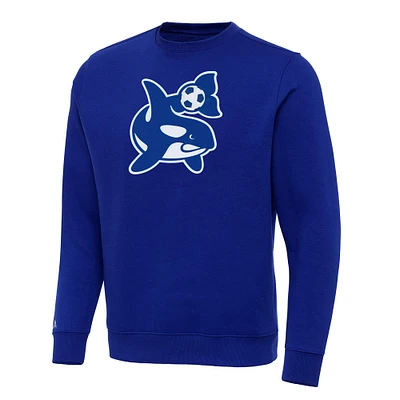 Men's Antigua Blue Seattle Sounders FC Orca Logo Victory Pullover Sweatshirt
