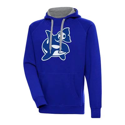 Men's Antigua Blue Seattle Sounders FC Orca Logo Victory Pullover Hoodie