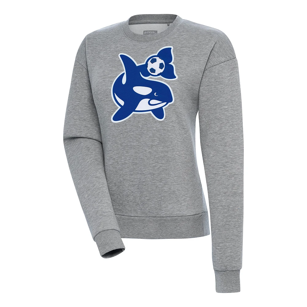 Women's Antigua Heather Gray Seattle Sounders FC Orca Logo Victory Pullover Sweatshirt