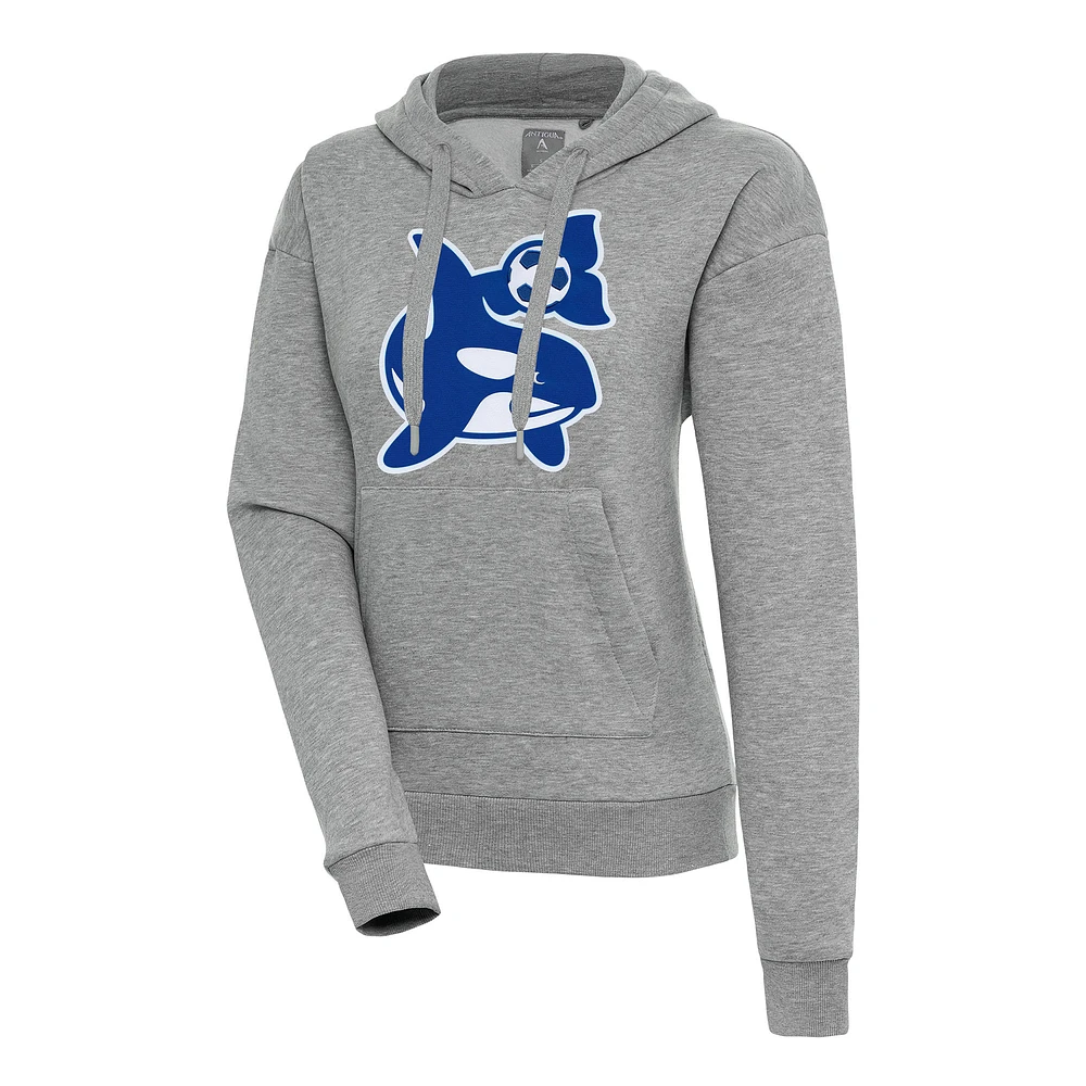 Women's Antigua Heather Gray Seattle Sounders FC Orca Logo Pullover Hoodie