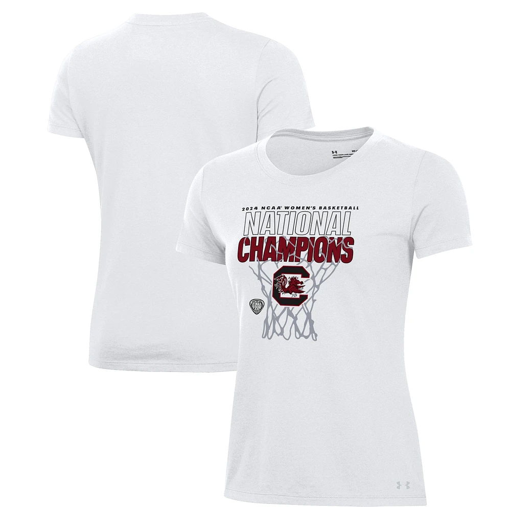 Women's Under Armour White South Carolina Gamecocks 2024 NCAA Basketball National Champions Locker Room T-Shirt