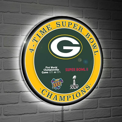 Green Bay Packers Four-Time Super Bowl Champions XL Round LED Wall Sign