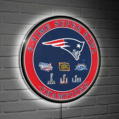 New England Patriots Six-Time Super Bowl Champions XL Round LED Wall Sign