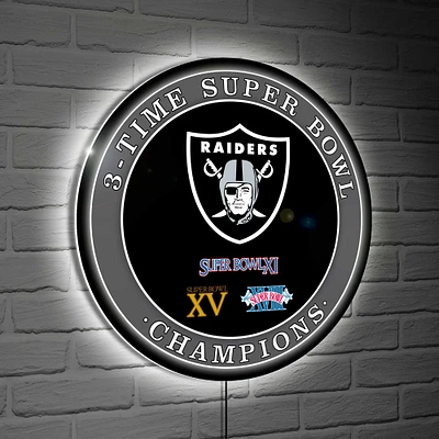 Las Vegas Raiders Three-Time Super Bowl Champions XL Round LED Wall Sign
