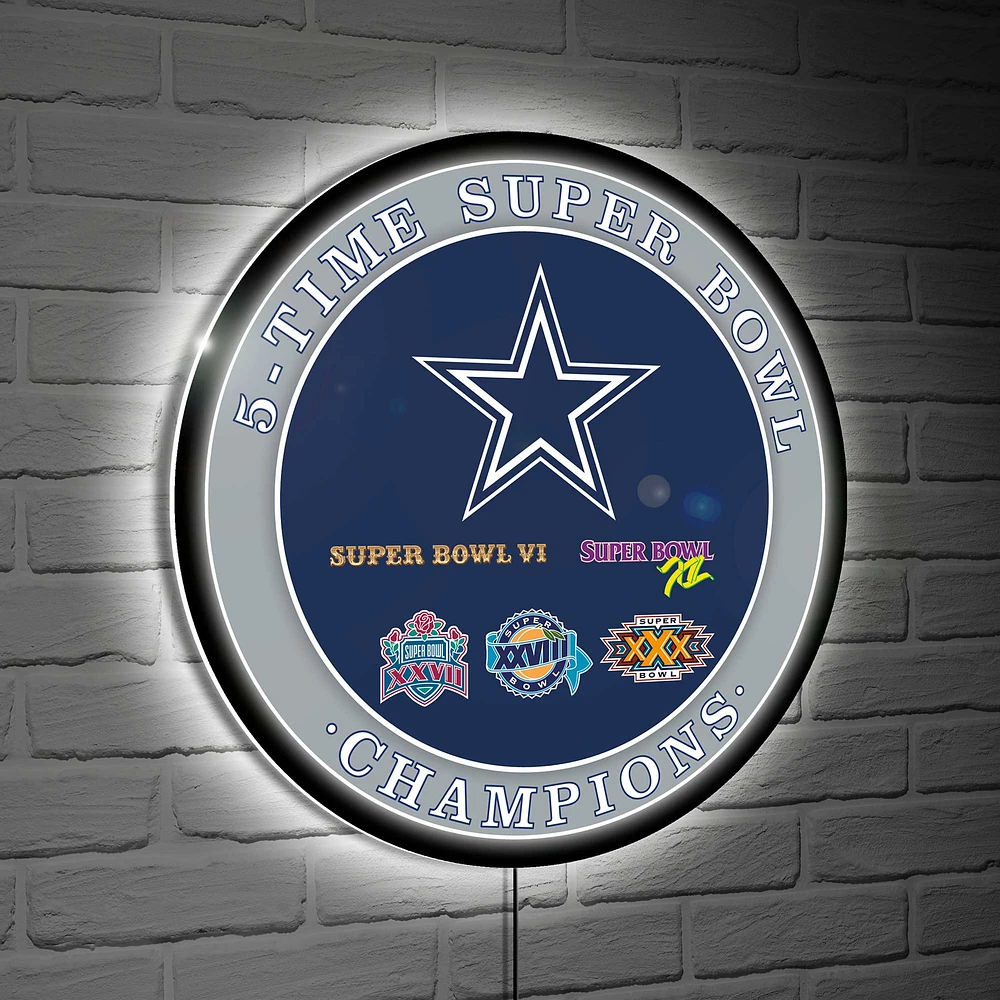 Dallas Cowboys Five-Time Super Bowl Champions XL Round LED Wall Sign