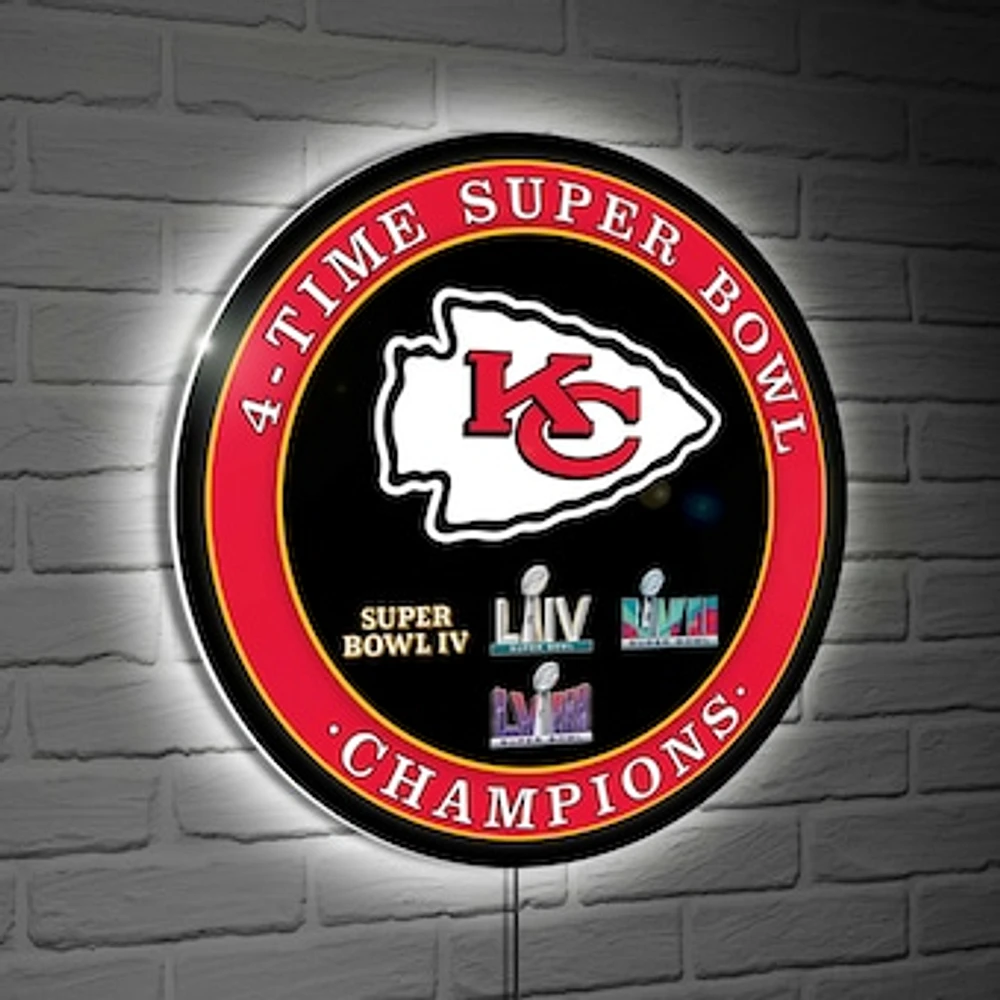 Kansas City Chiefs Four-Time Super Bowl Champions XL Round LED Wall Sign
