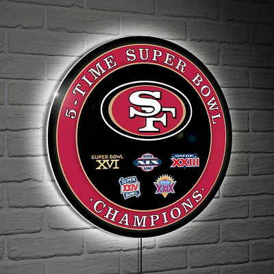 San Francisco 49ers Five-Time Super Bowl Champions XL Round LED Wall Sign