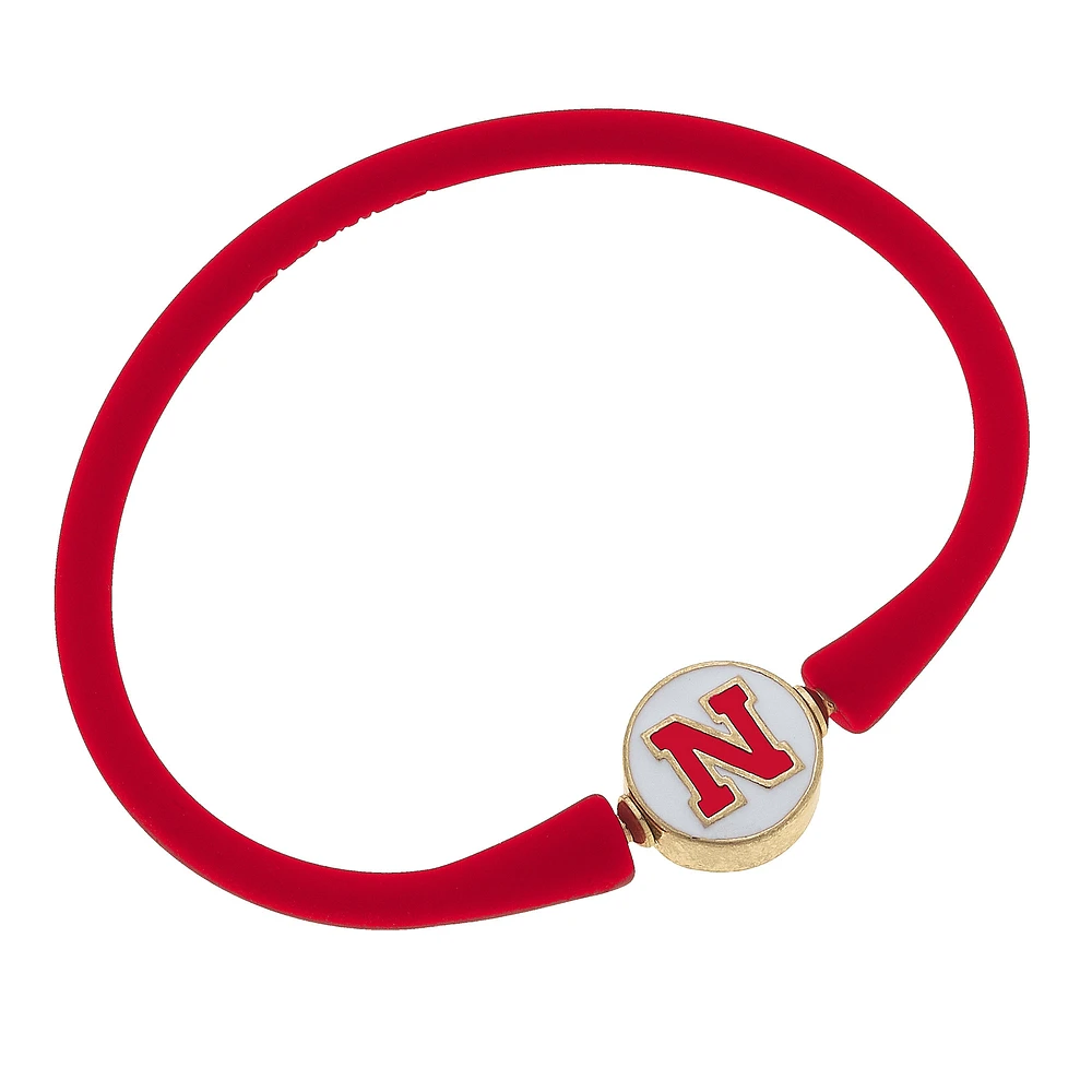 Women' CANVAS Style Nebraska Huskers Enamel Silicone Bali Bracelet