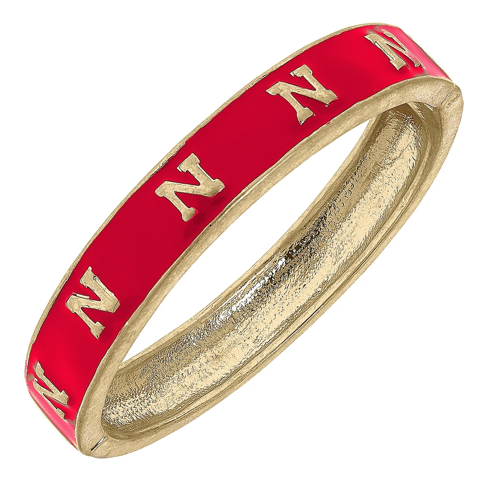 Women' CANVAS Style Nebraska Huskers Enamel Logo Hinge Bangle