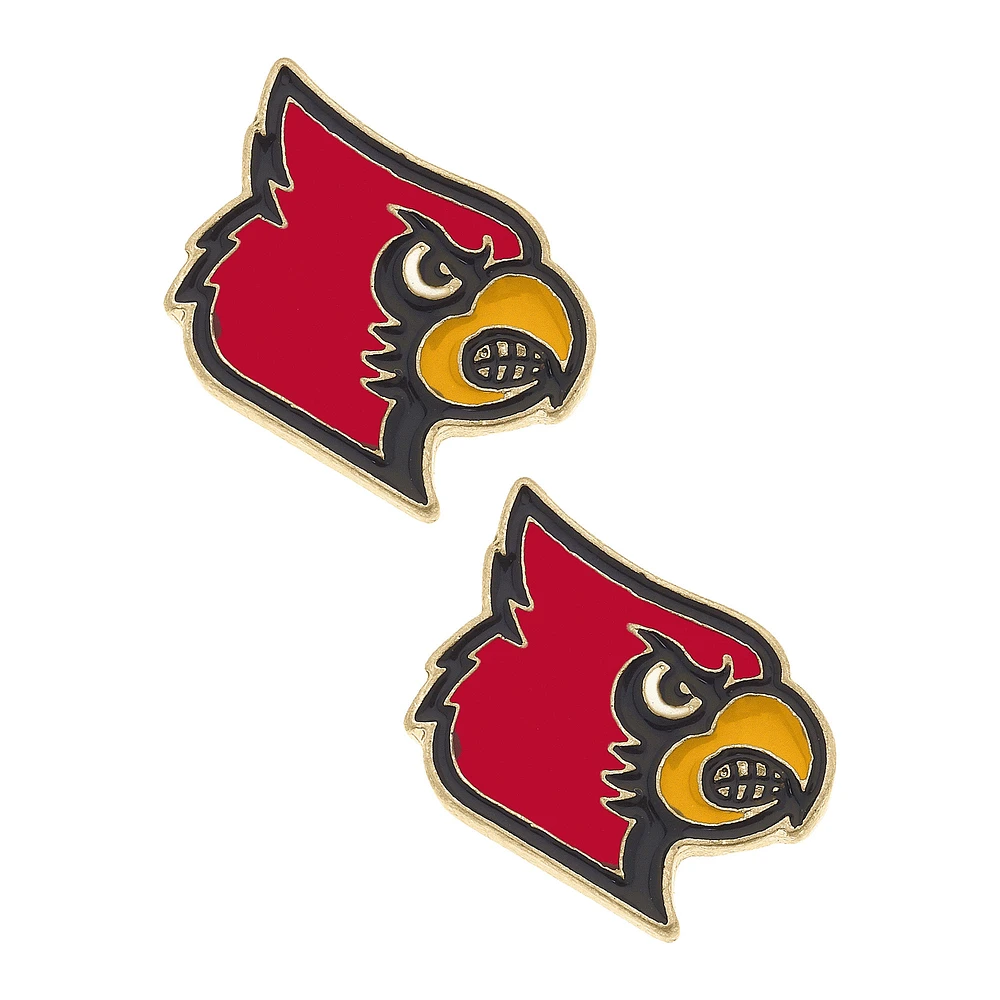 Women' CANVAS Style Louisville Cardinals Enamel Stud Earrings