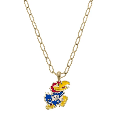 Women' CANVAS Style Kansas Jayhawks Enamel Pendant Necklace