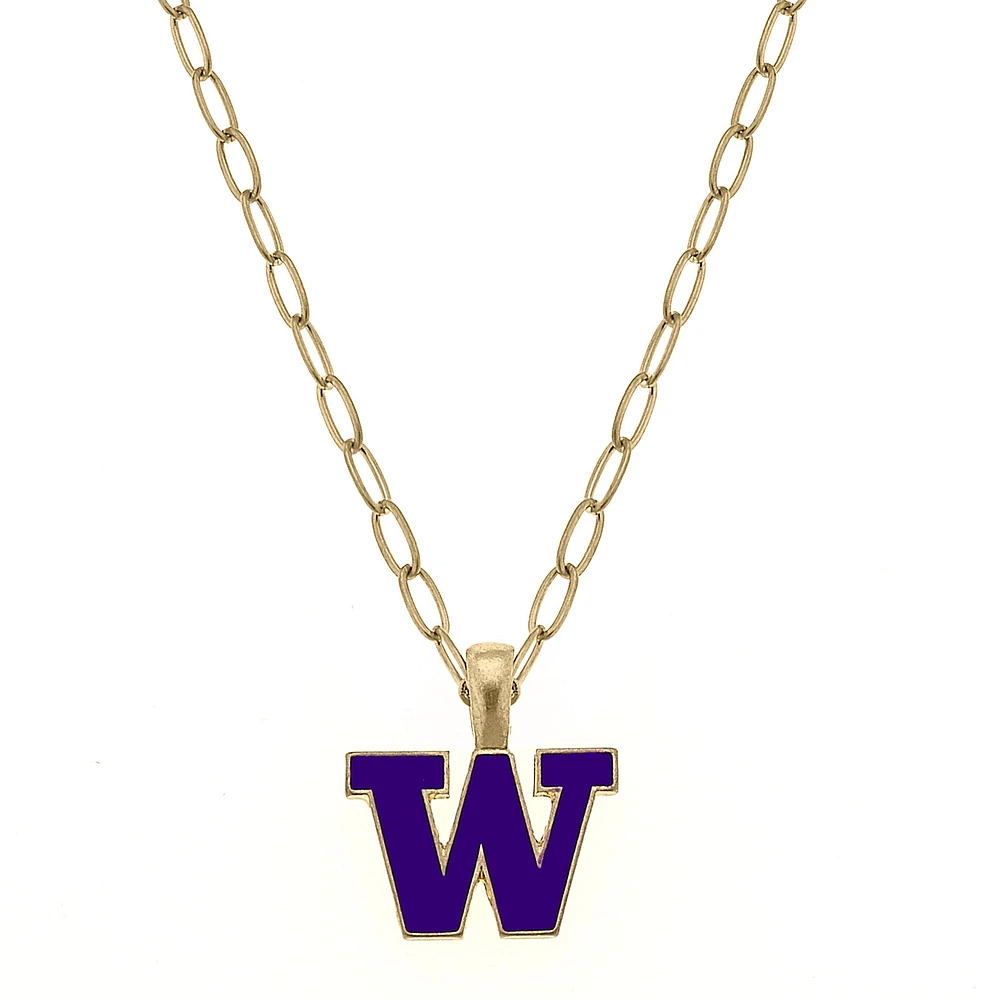 Women' CANVAS Style Washington Huskies Enamel Pendant Necklace