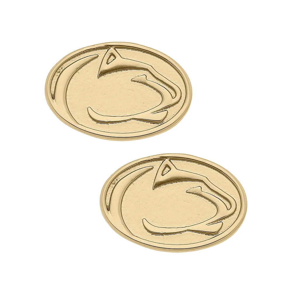 Women' CANVAS Style Penn State Nittany Lions 24K Gold Plated Stud Earrings