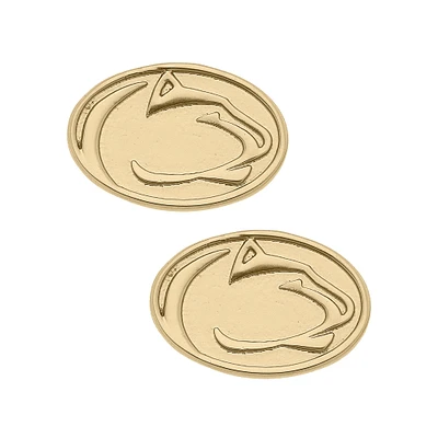 Women' CANVAS Style Penn State Nittany Lions 24K Gold Plated Stud Earrings