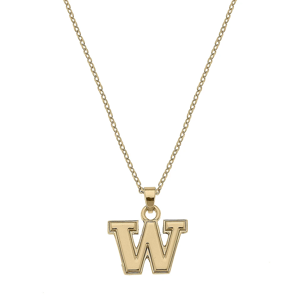 Women's CANVAS Style Washington Huskies Gold Plated Pendant Necklace