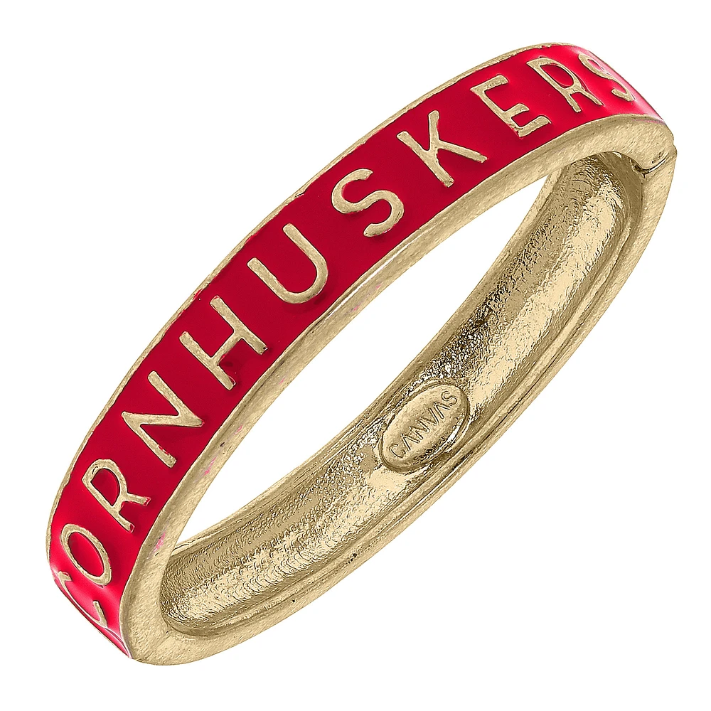 Women' CANVAS Style Nebraska Huskers Enamel Hinge Bangle