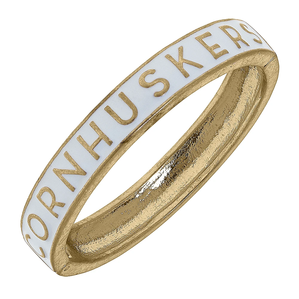 Women' CANVAS Style Nebraska Huskers Enamel Hinge Bangle