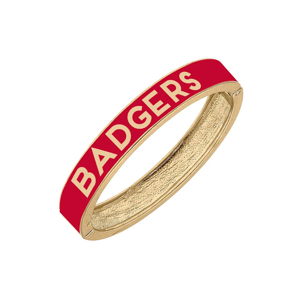 Women' CANVAS Style Wisconsin Badgers Enamel Hinge Bangle