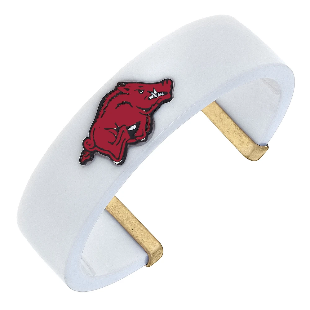 Women' CANVAS Style Arkansas Razorbacks Resin Logo Cuff Bracelet