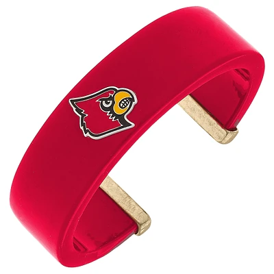 Women' CANVAS Style Louisville Cardinals Resin Logo Cuff Bracelet