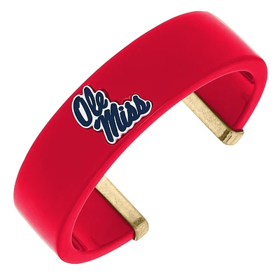 Women' CANVAS Style Ole Miss Rebels Resin Logo Cuff Bracelet