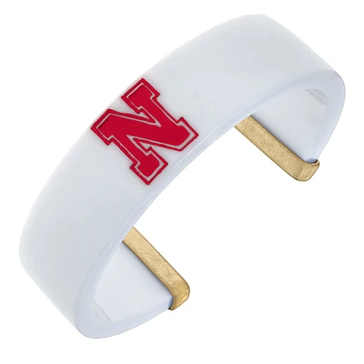 Women' CANVAS Style Nebraska Huskers Resin Logo Cuff Bracelet