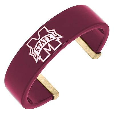 Women' CANVAS Style Mississippi State Bulldogs Resin Logo Cuff Bracelet