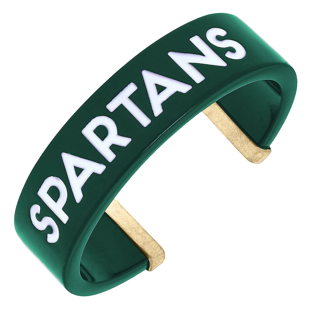 Women' CANVAS Style Michigan State Spartans Resin Logo Cuff Bracelet