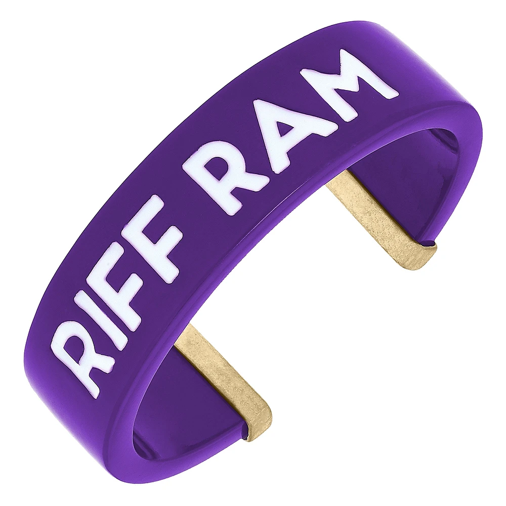 Women' CANVAS Style TCU Horned Frogs Resin Logo Cuff Bracelet