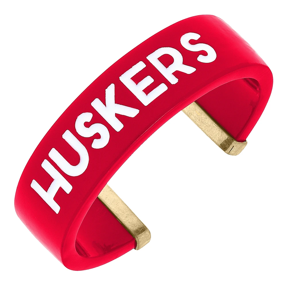 Women' CANVAS Style Nebraska Huskers Resin Logo Cuff Bracelet