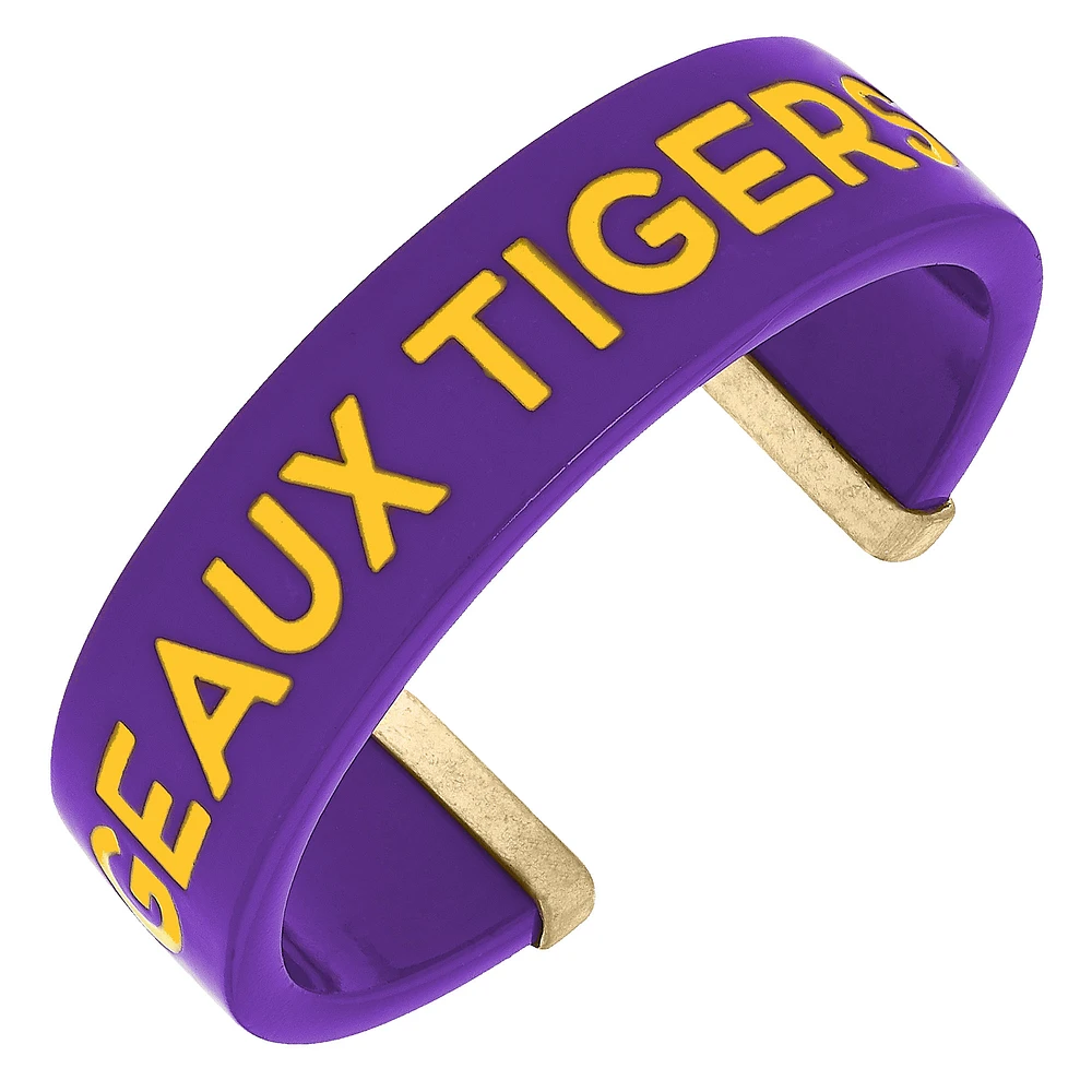Women' CANVAS Style LSU Tigers Resin Logo Cuff Bracelet