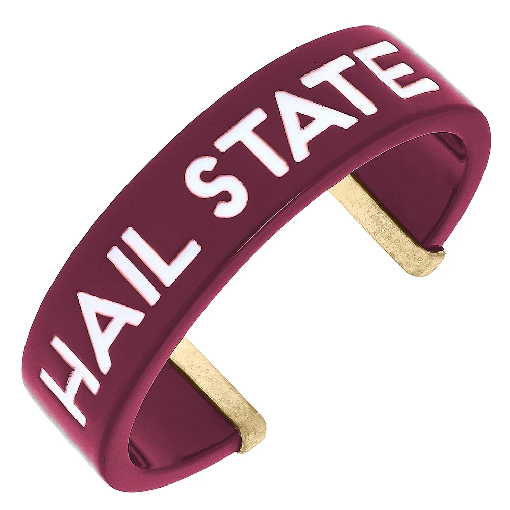 Women' CANVAS Style Mississippi State Bulldogs Resin Logo Cuff Bracelet