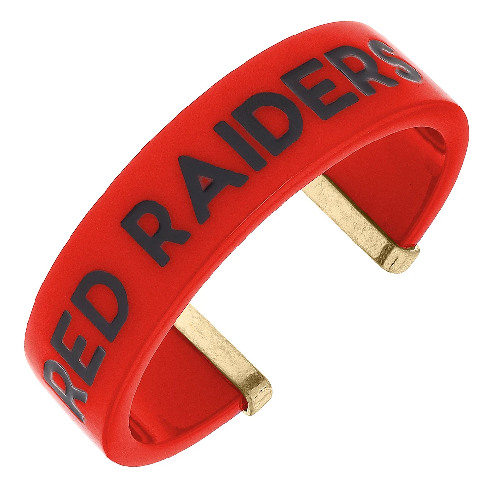 Women' CANVAS Style Texas Tech Red Raiders Resin Logo Cuff Bracelet