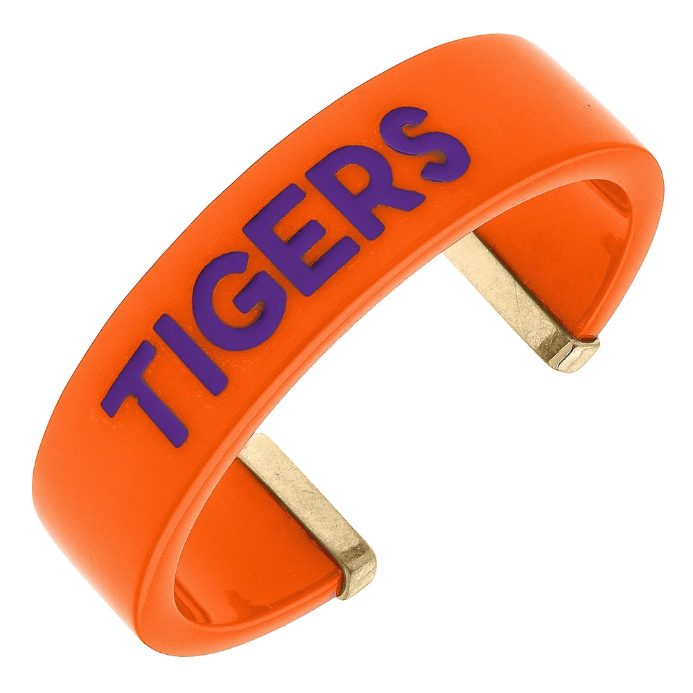 Women' CANVAS Style Clemson Tigers Resin Logo Cuff Bracelet