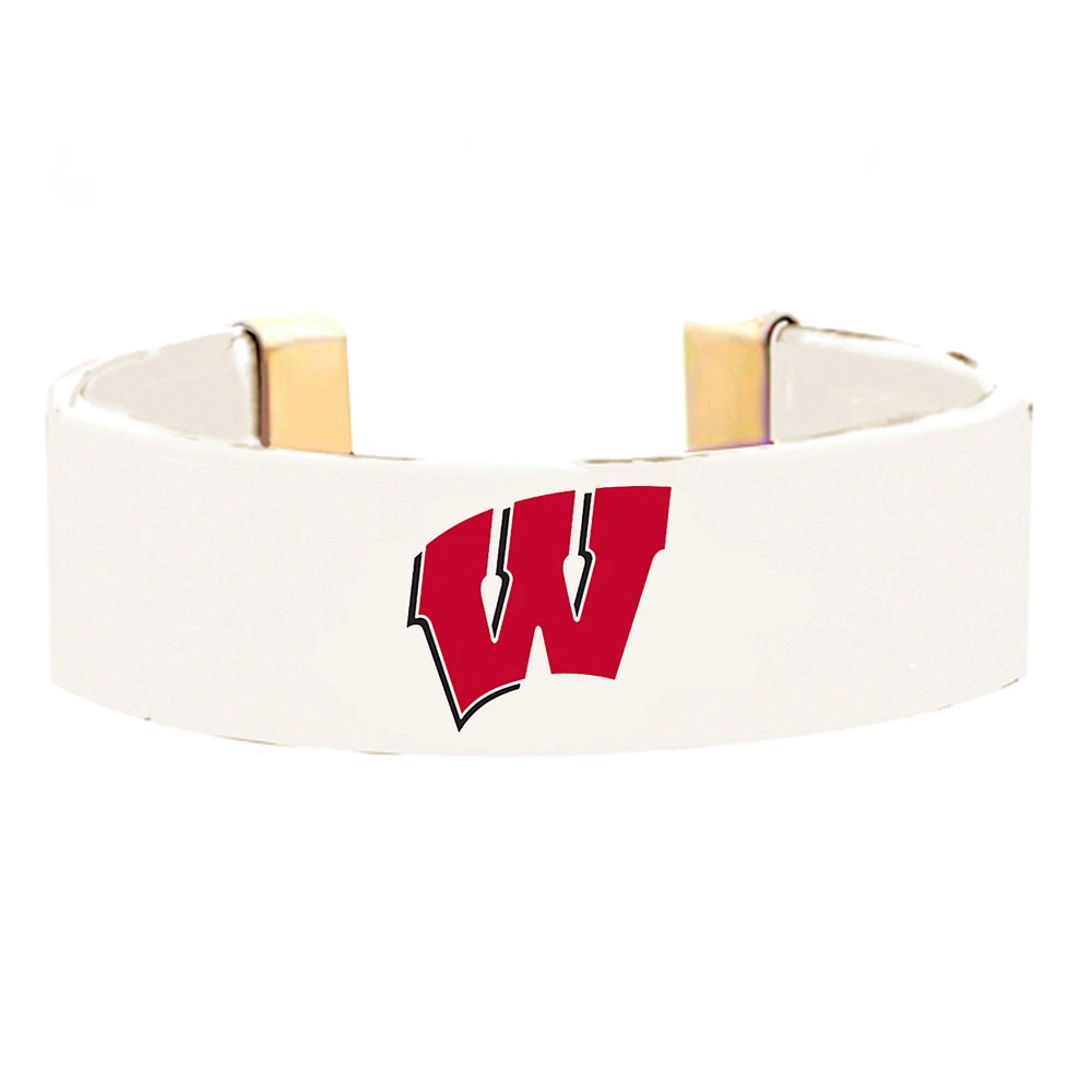 Women' CANVAS Style Wisconsin Badgers Resin Logo Cuff Bracelet