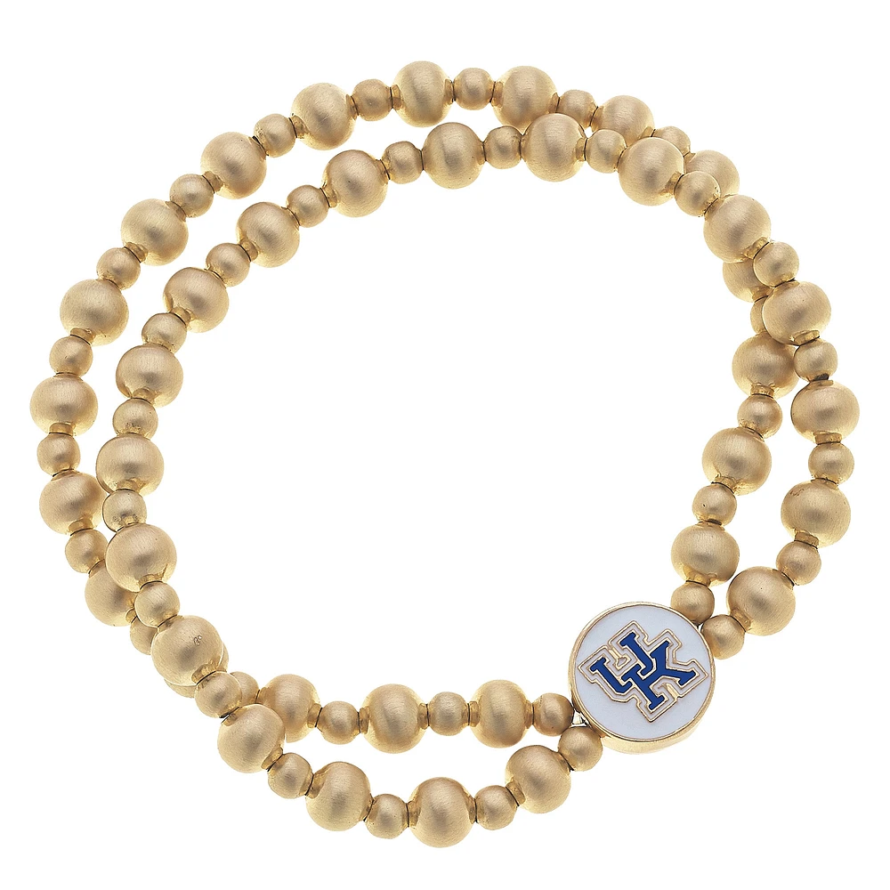 Women' CANVAS Style Kentucky Wildcats Two-Row Ball Bead Stretch Bracelet