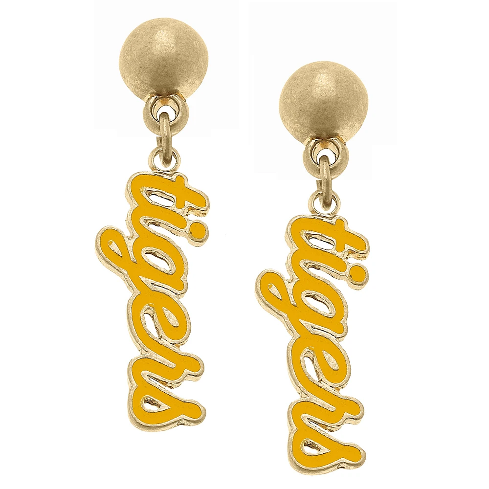 Women' CANVAS Style Missouri Tigers Enamel Script Drop Earring