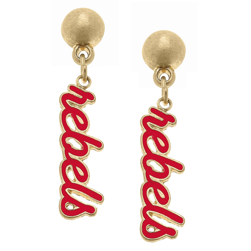 Women' CANVAS Style Ole Miss Rebels Enamel Script Drop Earring
