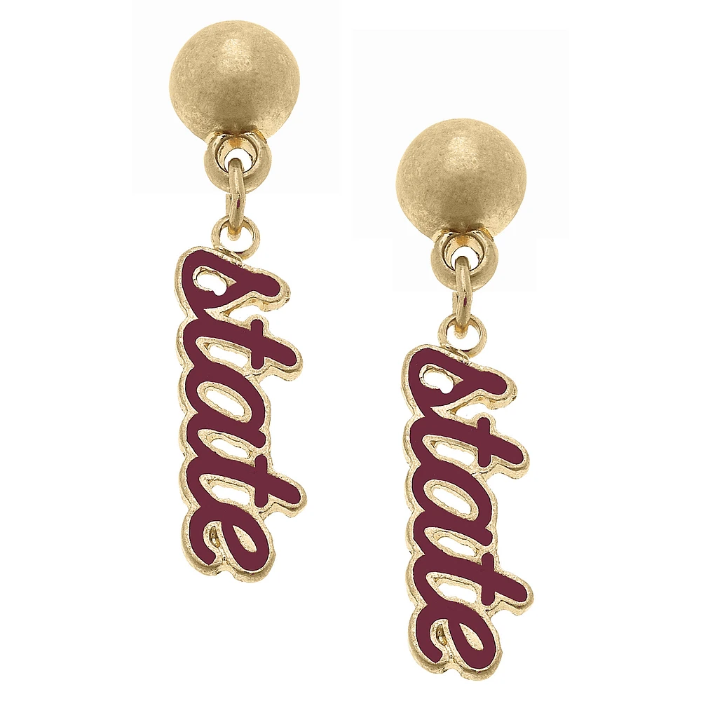 Women' CANVAS Style Mississippi State Bulldogs Enamel Script Drop Earring