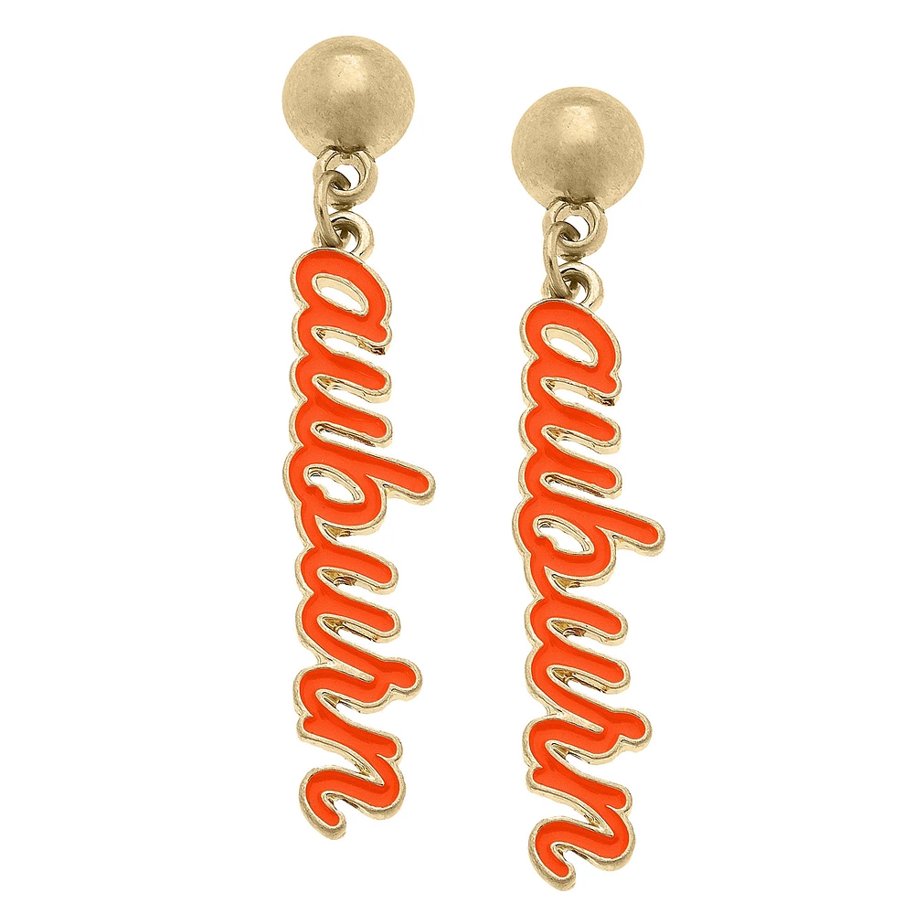 Women' CANVAS Style Auburn Tigers Enamel Script Drop Earring