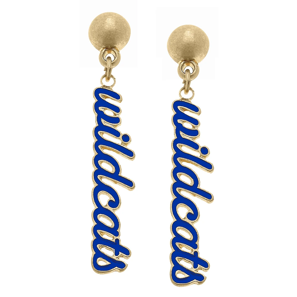 Women' CANVAS Style Kentucky Wildcats Enamel Script Drop Earring