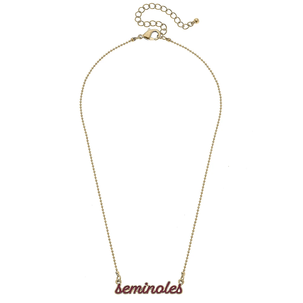 Women' CANVAS Style Florida State Seminoles Enamel Script Necklace