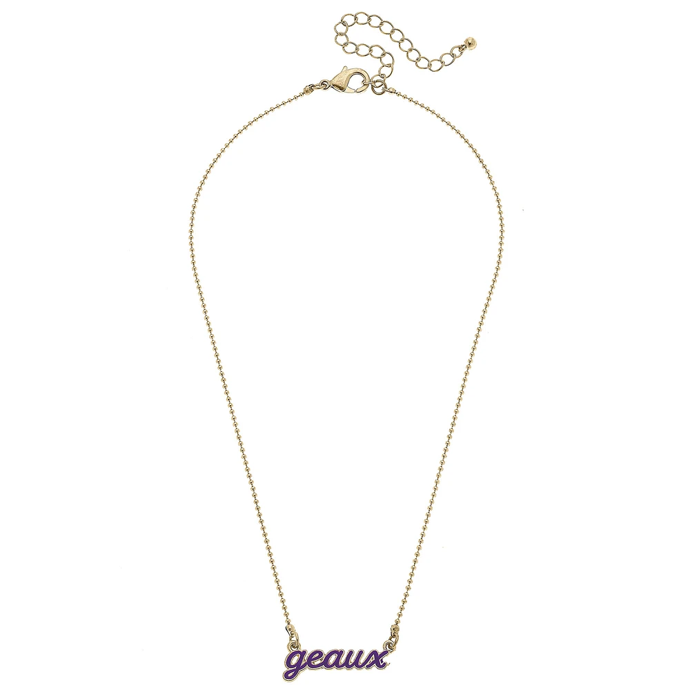 Women' CANVAS Style LSU Tigers Enamel Script Necklace