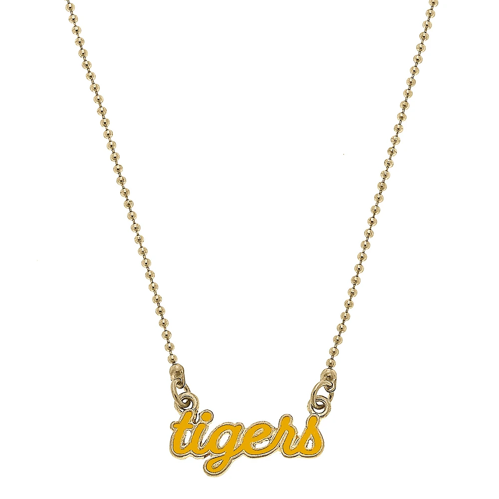 Women' CANVAS Style Missouri Tigers Enamel Script Necklace