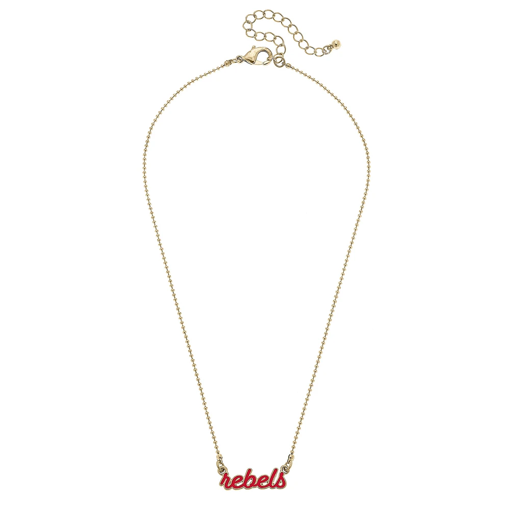 Women' CANVAS Style Ole Miss Rebels Enamel Script Necklace