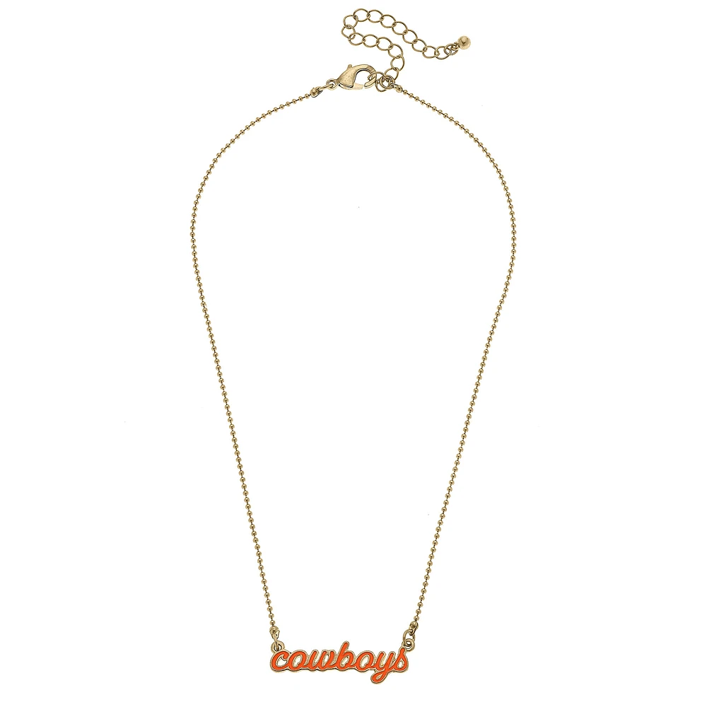 Women' CANVAS Style Oklahoma State Cowboys Enamel Script Necklace