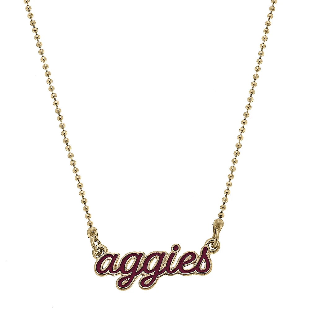 Women' CANVAS Style Texas A&M Aggies Enamel Script Necklace