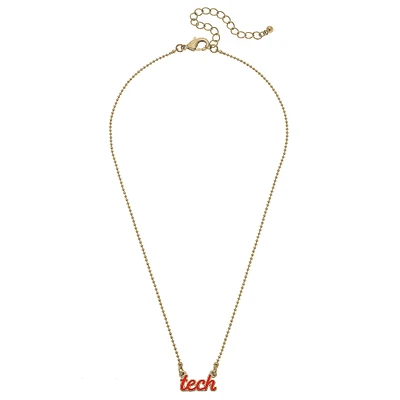 Women' CANVAS Style Texas Tech Red Raiders Enamel Script Necklace