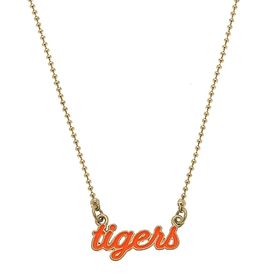 Women' CANVAS Style Auburn Tigers Enamel Script Necklace