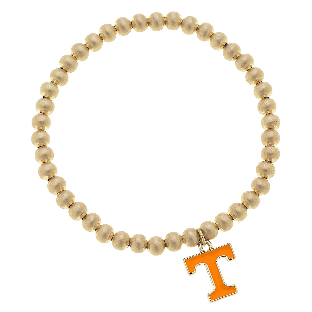 Women' CANVAS Style Tennessee Volunteers Enamel Logo Ball Bead Stretch Bracelet